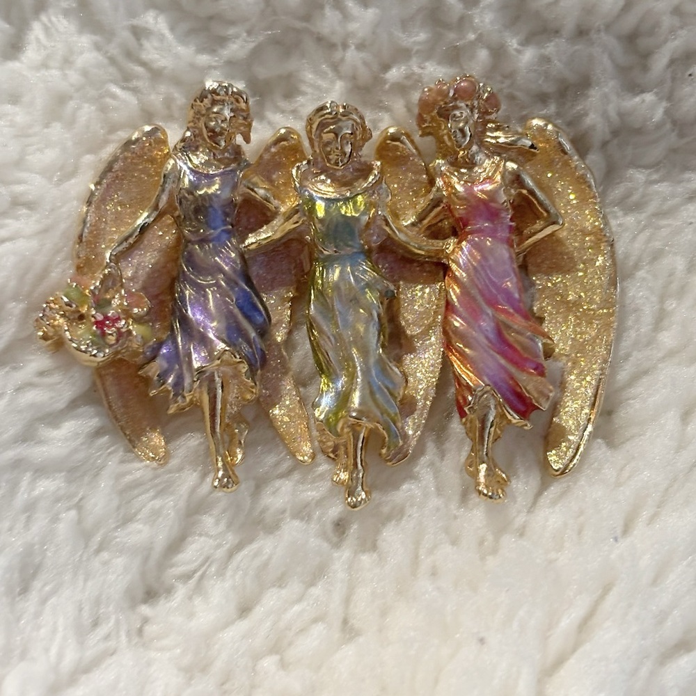 Kirks Folly Gold and Purple Angel Brooch
